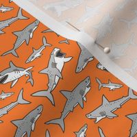 Sharks Shark Grey on Orange Smaller 1,5 inch