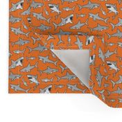 Sharks Shark Grey on Orange Smaller 1,5 inch