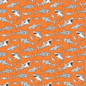 Sharks Shark Grey on Orange Smaller 1,5 inch