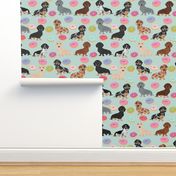 SMALL doxie dachshunds dog donuts doughnuts cute dog fabric best doxies dog fabric cute doxie dogs