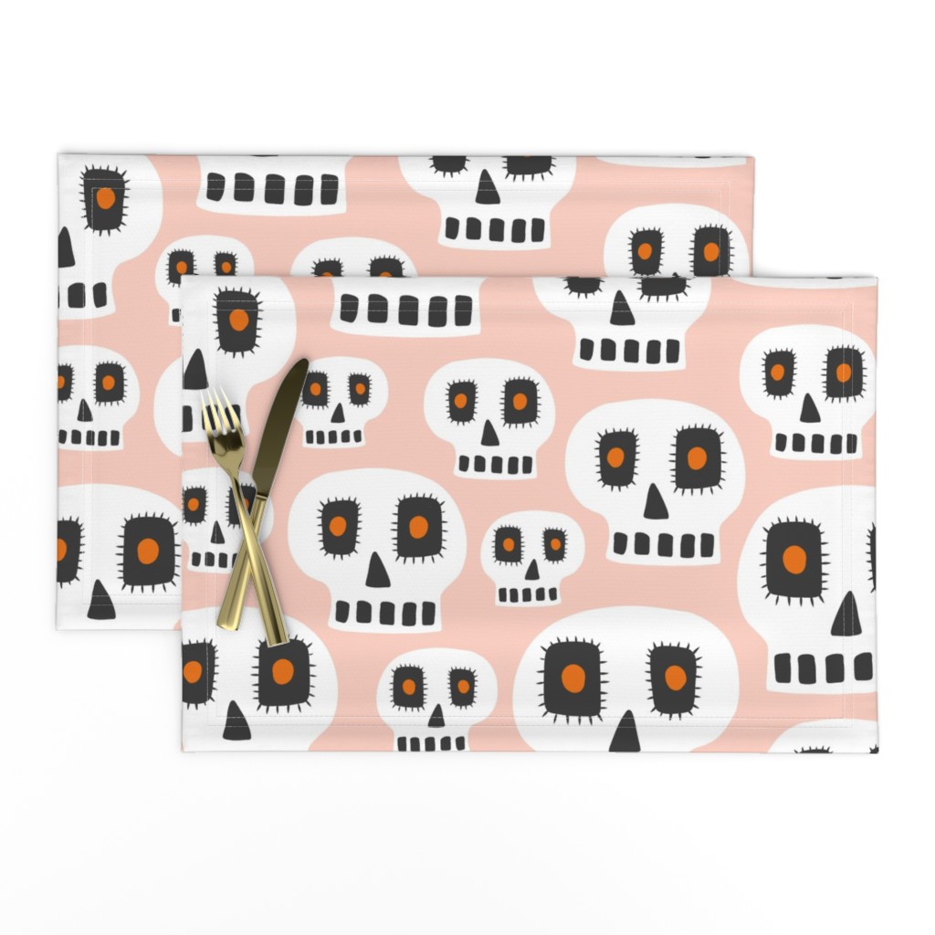 Day Of The Dead - Halloween Skulls Blush Pink Large Scale