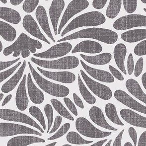 large water flower splash in monochrome gray with linen texture