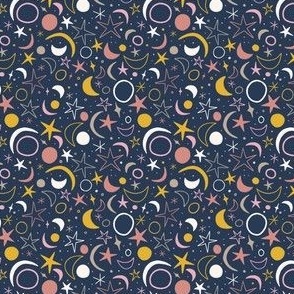 Stars Moons and Suns on Navy