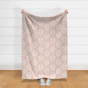 Aria - Floral Ogee Textured Blush Pink Large Scale