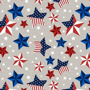 Red, White and Blue Stars with taupe background