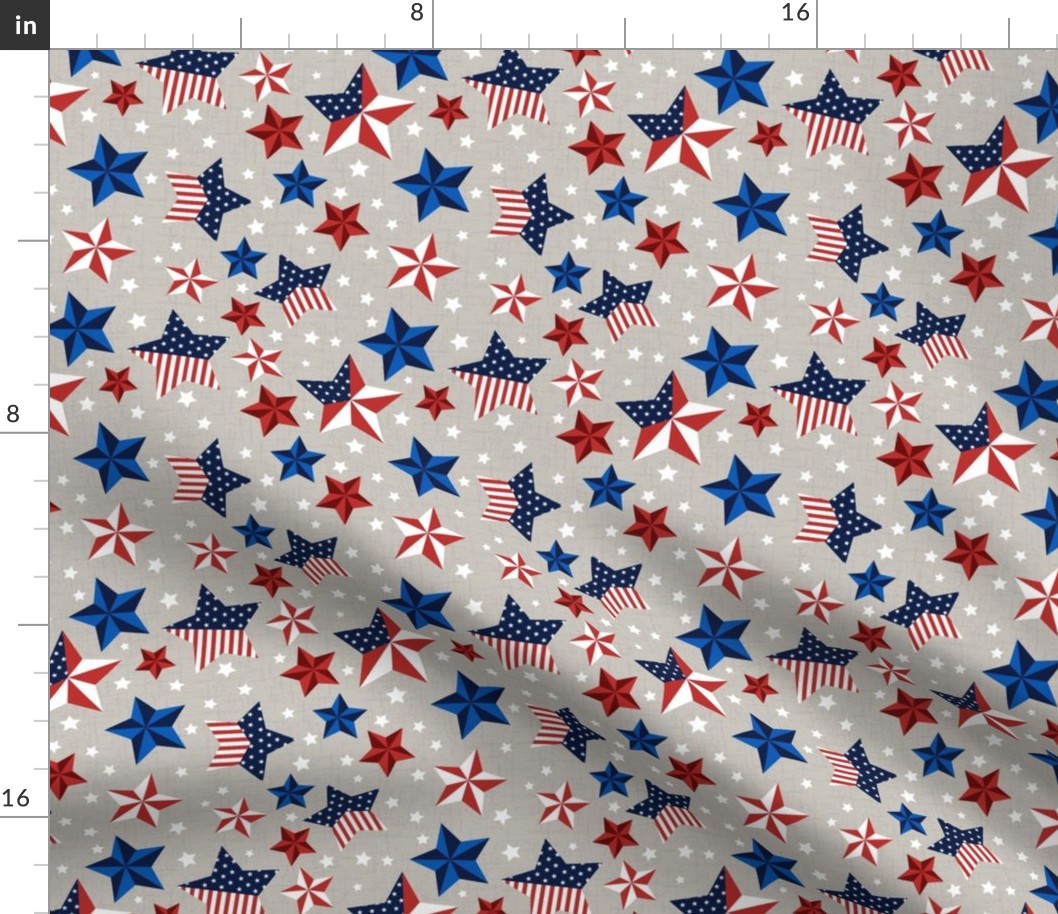 Red, White and Blue Stars with taupe background