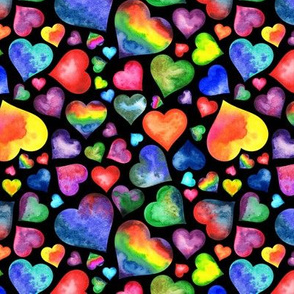 Rainbow Hearts on Black
