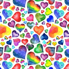 Rainbow Hearts on White