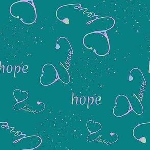 Medically  Themed Love and Hope Seamless Pattern on Teal