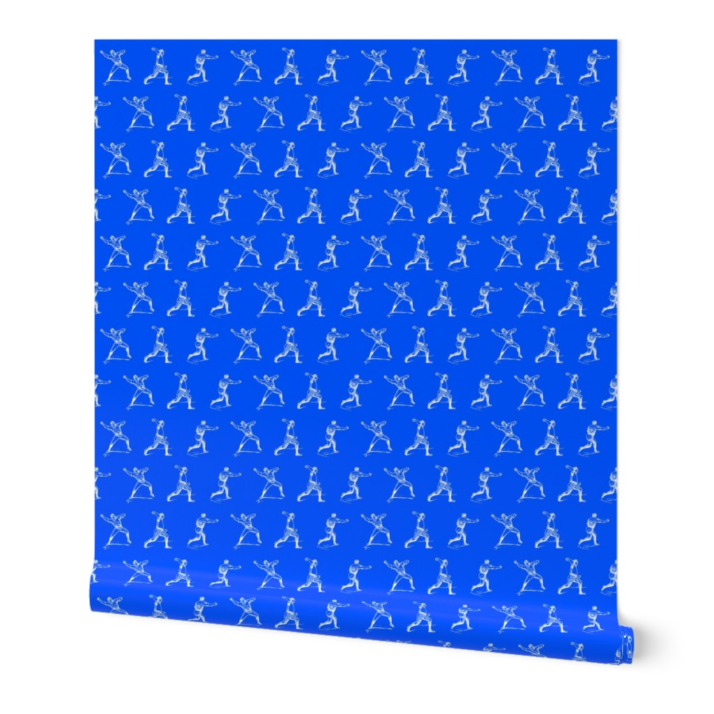 Vintage Baseball Players on Blue (Small Scale)