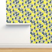 yellow violet and navy abstract floral