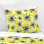 yellow, lilac and navy painted flowers