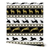 Greyt Greyhound Stripes Black Gold and White