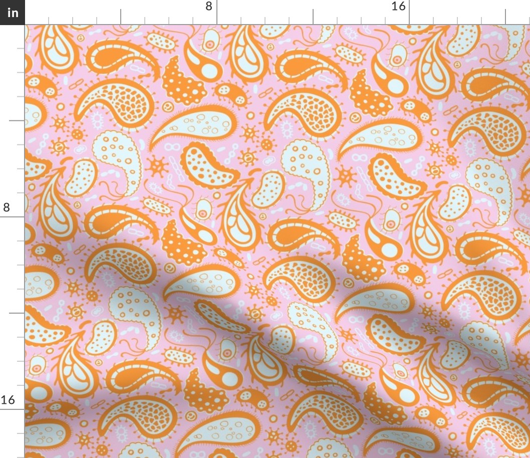 Virus paisley in orange and pink