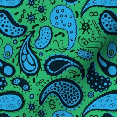 Virus paisley in blue and green