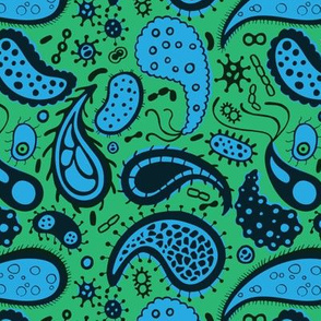 Virus paisley in blue and green