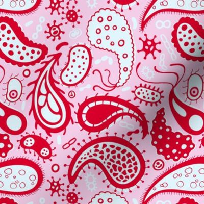 Virus paisley in red and pink