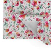 Back Off, Stay Safe, watercolor floral for face masks on white small print