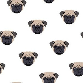 Small Pug Dog Pattern - White