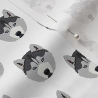 Small Husky Dog Pattern - White