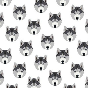 Small Husky Dog Pattern - White