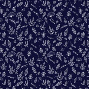 Leaves linework  navy