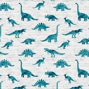 (small scale) Dinosaurs - Dinos watercolor - teal - C20BS