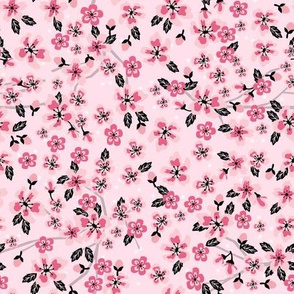 cherry blossom coordinate fabric - pink florals fabric - pink