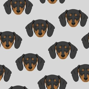 Black Dachshund Dog Pattern - Gray