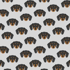 Small Black Dachshund Dog Pattern - Gray