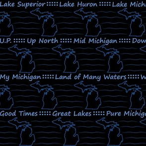 My Michigan: Black & Blue Michigan Silhouette Stripe