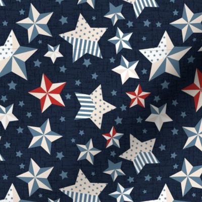 Red, White and Blue Stars with Navy blue background