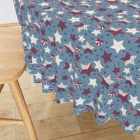 Red, White and Blue Stars with blue background