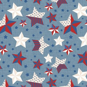 Red, White and Blue Stars with blue background