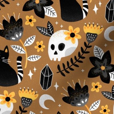 Black Cat & Floral Skull 1 - Small