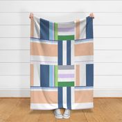 stripes in blue peach and green