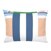 stripes in blue peach and green