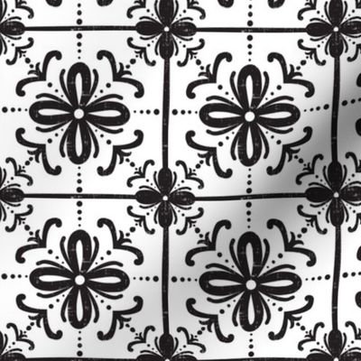 Sevilla Blanco Spanish Tile - White and Black Regular Scale