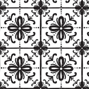 Sevilla Blanco Spanish Tile - White and Black Regular Scale