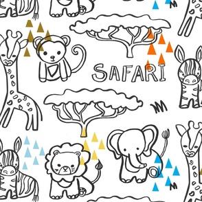 safari line art with geos