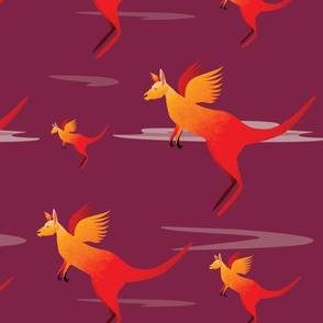 Flying kangaroo fabric P216