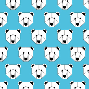 Polar Bear Face on Blue