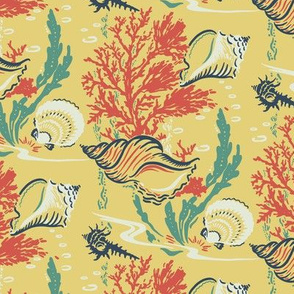 Seashells and Coral in yellow