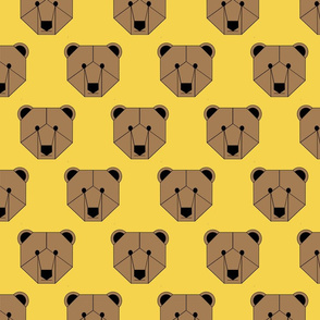 Brown Bear Face on Yellow