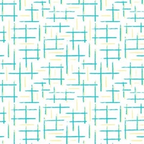 Geometric lines in teal and yellow 