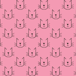 Cat Faces on Pink - Small
