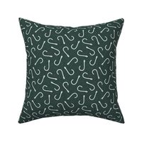 fish hooks - gone fishing wholecloth coordinate - dark green - LAD20