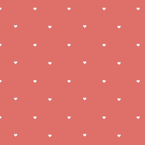White Hearts on Soft Red // Coordinate for Watercolour Whales and Hearts