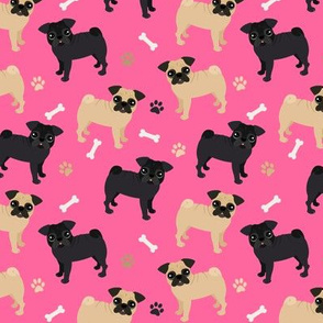 Pug Dogs Hot Pink