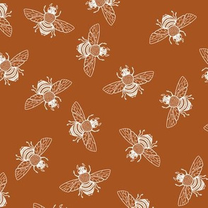 Ditsy Bees Rust // large